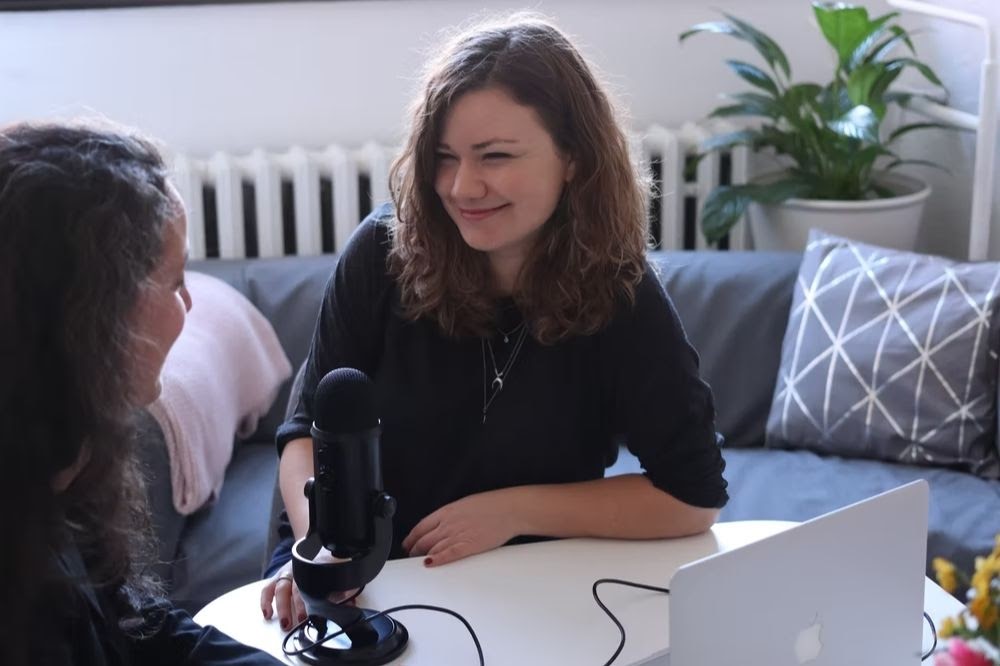 women podcasting