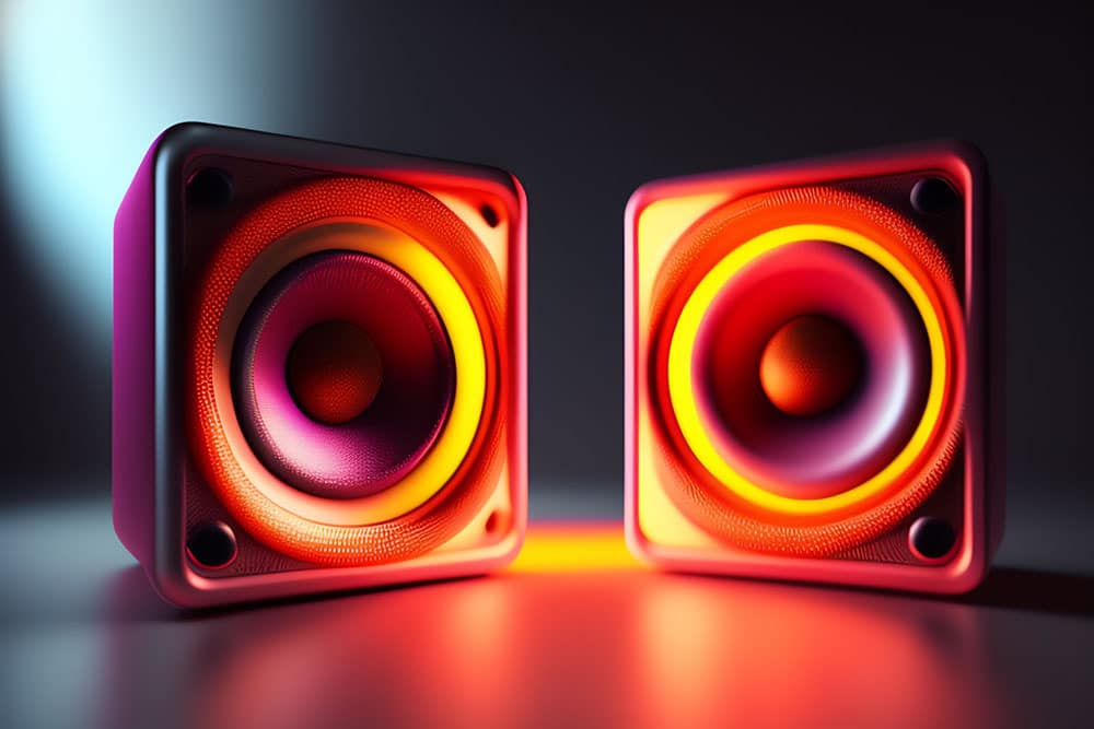 colorful audio speakers