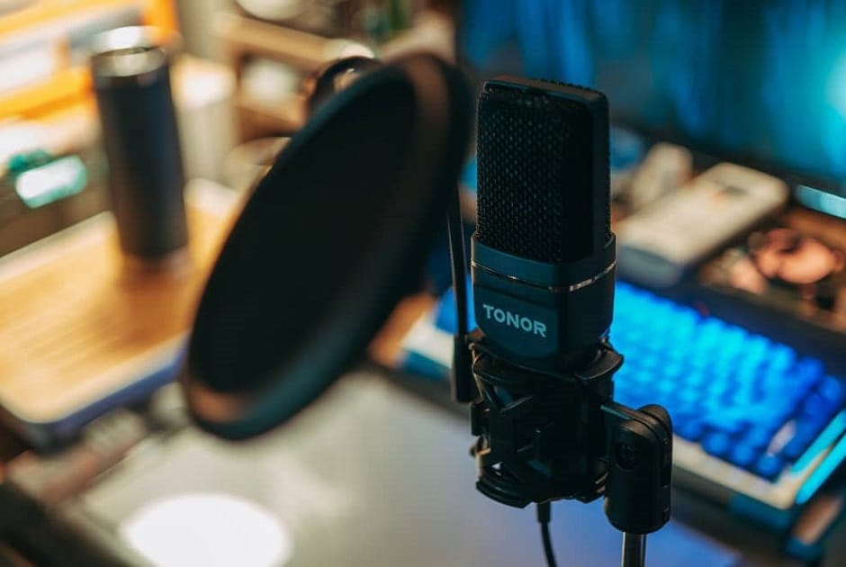 a podcast equipment setup